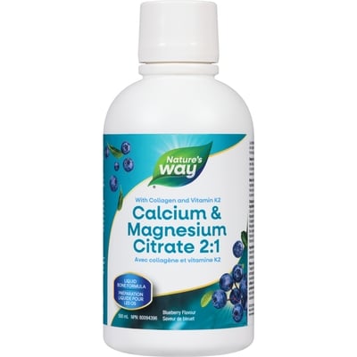 Nature's Way Calcium and Magnesium Citrate 2 to 1 with Vitamin K2 and Collagen, Blueberry 500 ml, $6.20/100ml