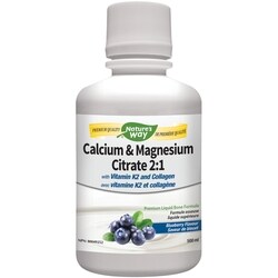 Nature’s Way Calcium et magnésium avec K2 liquide saveur de bleuet 500 ml, 5,60 $/100ml