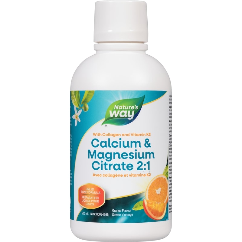 Calcium and Magnesium Citrate 2 to 1 with Vitamin K2 and Collagen, Orange