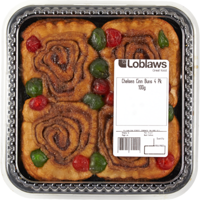 null Cinnamon Chelsea Buns, package of 4 550 g, $1.05/100g