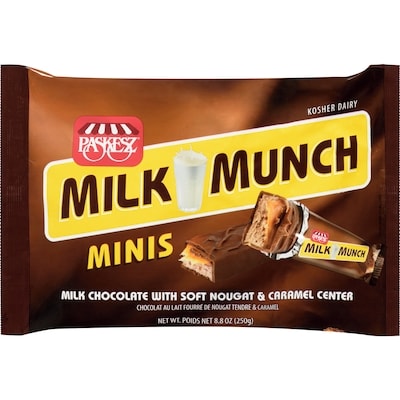Paskesz Milk Chocolate With Soft Nougat & Caramel Center Milk Munch Minis 250 g, $6.20/100g