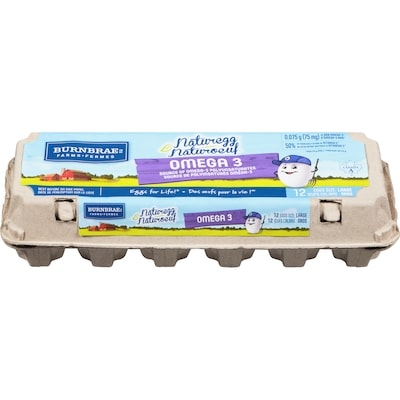 Burnbrae Farms Naturegg Omega 3 White Eggs, Large 12 ea, $0.56/1ea