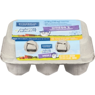 Burnbrae Farms Naturegg Omega 3 White Eggs 6 ea, $0.62/1ea