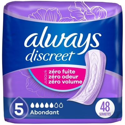 Always Protège-dessous absorption maximale réguliers Discreet 48 ea, 0,52 $/1ch