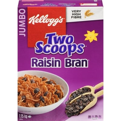 Kelloggs Two Scoops Raisin Bran Cereal 1.15 kg, $0.96/100g
