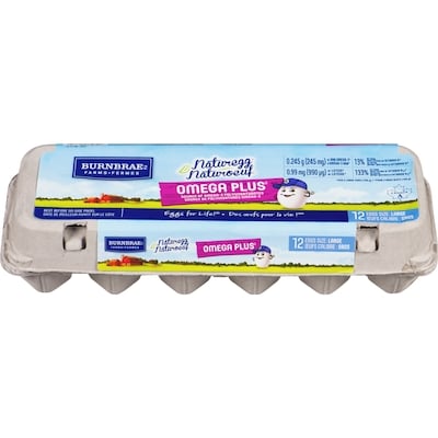 Burnbrae Farms Naturegg Omega Plus White Eggs, Large 12 ea, $0.50/1ea
