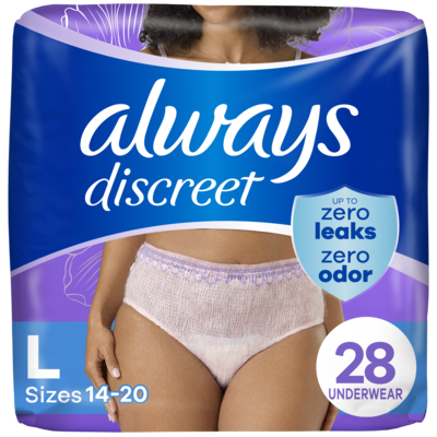 Always Adult Incontinence Underwear for Women, L, 28 CT 28 ea, $1.14/1ea