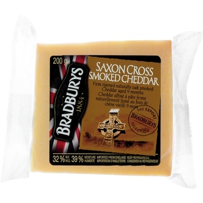 BRADBURYS CHEESE Cheddar fumé Saxon Cross de Bradbury 200 g, 3,75 $/100g