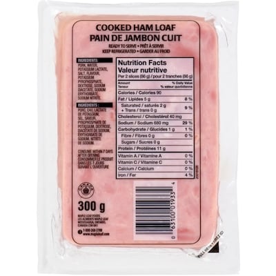 Maple Leaf Cooked Ham Loaf 300 g, $2.83/100g