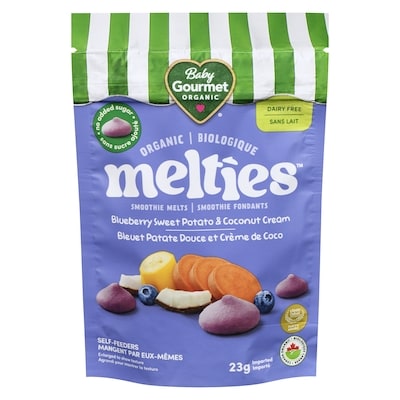 Baby Gourmet Fondants biologiques Melties bleuet patate douce et crème de coco pour bébé  23 g, 20,83 $/100g
