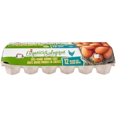 Carton de 12 œufs bruns pondus en liberté Biologique calibre moyen