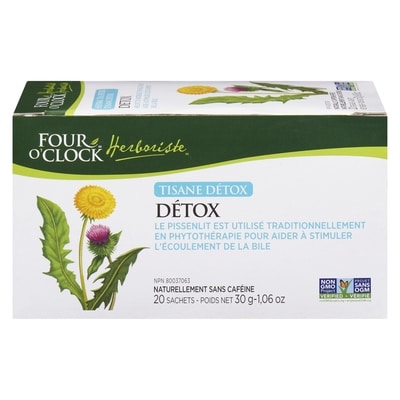 Four O’Clock Four O'Clock Herboriste Tisane Détox 20 Sachets 30 g, 0,18 $/1ch