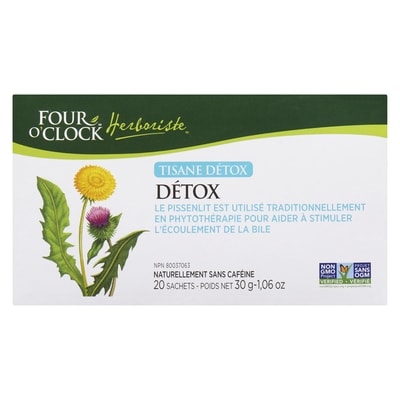 Four O'Clock Herboriste Tisane Détox 20 Sachets