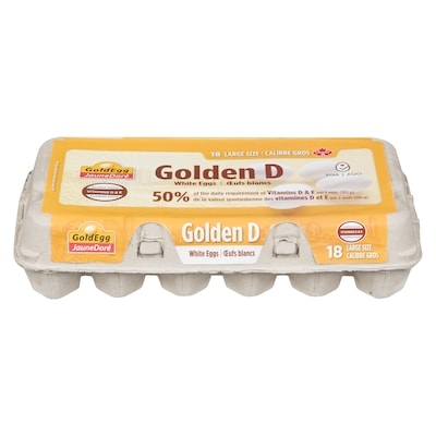 Goldegg Golden D White Eggs, Large 18 ea, $0.50/1ea