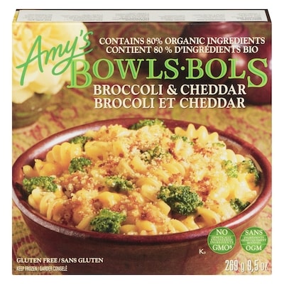 Amys Plat de pâtes au cheddar et au brocoli 269 g, 2,97 $/100g