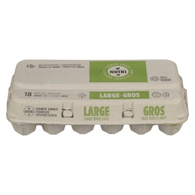 Nutri-Œuf Gros œufs blancs 18 ea, 0,39 $/1ch