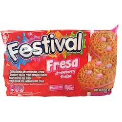 Festival Strawberry Flavoured Cream Sandwich Cookies 415 g, $0.79/100g