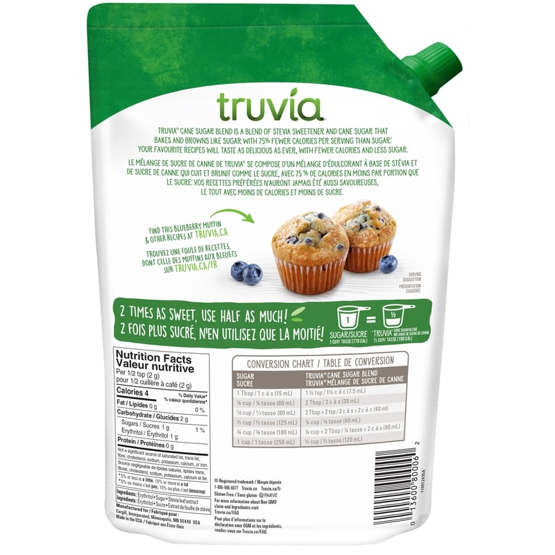 Cane Sugar Blend, Mix of Stevia Sweetener and Cane Sugar, Baking Blend