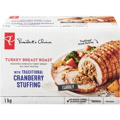 President's Choice Turkey Breast Roast with Traditional Cranberry Stuffing, Frozen 1 kg, $1.70/100g