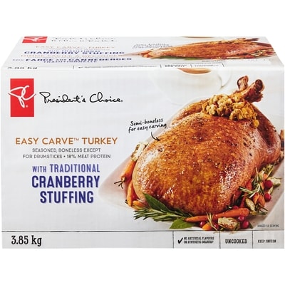 President's Choice Easy Carve Turkey with Traditional Cranberry Stuffing 3.85 kg, $1.38/100g