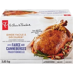 le Choix du Président Dinde facile à découper avec farce aux canneberges traditionnelle 3.85 kg, 1,51 $/100g