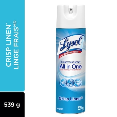 Lysol Disinfectant Spray, Crisp Linen, Disinfect and Eliminate Odours on Hard Surfaces & Fabrics 539 g, $1.85/100g