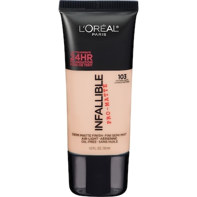 L’Oréal Fond de teint Pro-Matte, sans huile, léger, maquillage du visage longue tenue jusquʼà 24 h, chamois naturel 1 ea, 24,99 $/1ch