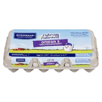 Burnbrae Farms Naturegg Omega 3 White Eggs 18 ea, $0.49/1ea