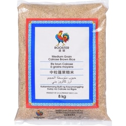 Rooster Riz brun calrose à grains moyens 8 kg, 0,26 $/100g
