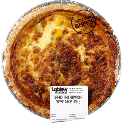 From Our Chefs Spinach and Parmesan Quiche 590 g, $1.44/100g
