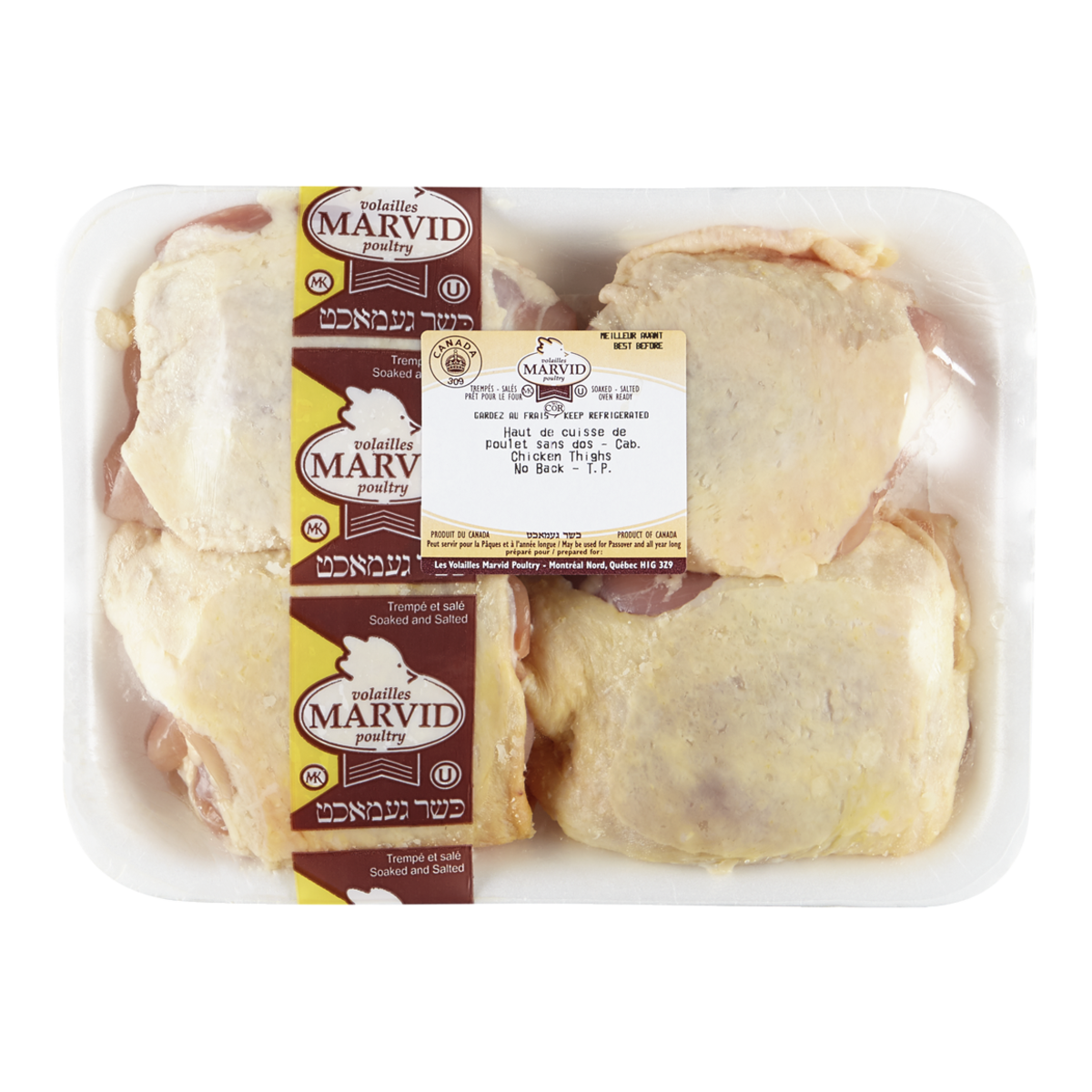 Volaille Marvid Viande de cuisses de poulet 27,10 $/1kg 12,30 $/1lb
