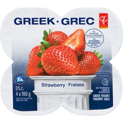 Yogourt grec fruits au fond 0 % M.G., fraises 