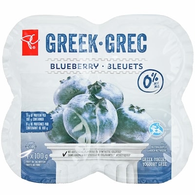 Lot de 4 portions de yogourt grec aux bleuets