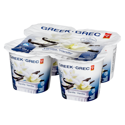 President's Choice Vanilla 0% M.F. Greek Yogurt 4x100.0 g, $1.05/100g