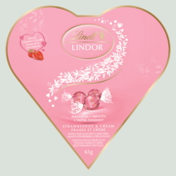 LINDOR Friendship Heart Strawberries and Cream White Chocolate Truffles Box