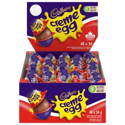 Cadbury Oeuf en crème, centre fondant, cacao 100% durable (emballage de 48) 48x34.0 g, 3,36 $/100g