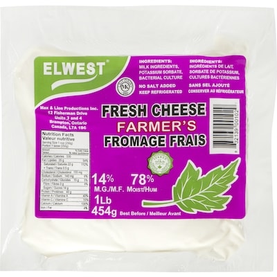 null Elwest Fresh Cheese Farmer's 14% M.F. 454 g, $1.76/100g