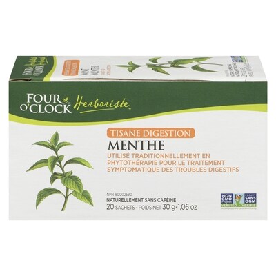 Four O’Clock Herbalist Tisane Digestion Menthe 30 g, 18,30 $/100g