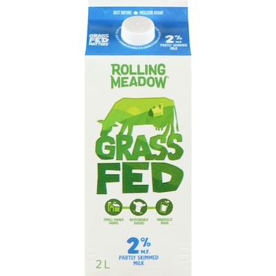 Rolling Meadow Grass Fed 2% Milk 2 l, $0.35/100ml