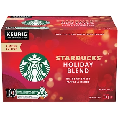 Starbucks K-Cup Roast Ground Coffee Holiday Blend, Carton 10 ea, $1.43/1ea