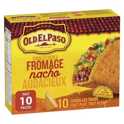 Old El Paso Taco Tout Plein, Tout Plat au Fromage, Sans Gluten, 10 unités 153 g, 2,93 $/100g
