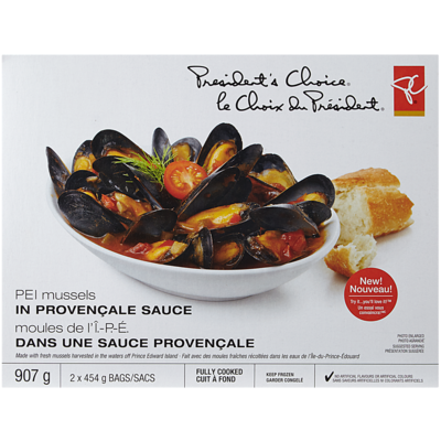 le Choix du Président Moules de l’Î.-P.-É. dans une sauce provençale 907 g, 1,43 $/100g