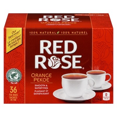 Red Rose Tea, Orange Pekoe Black , 100% Rainforest Alliance Certified 36 ea, $0.13/1ea