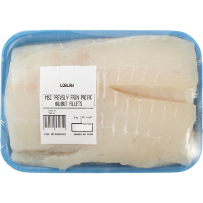 null Previously Frozen Pacific Halibut Fillets $62.81/1kg $28.50/1lb