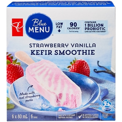 PC Blue Menu Strawberry Vanilla Kefir Smoothie Bars 480 ml