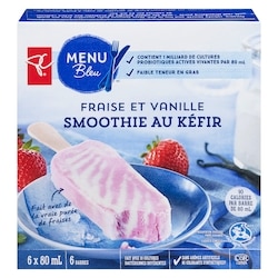 PC Menu Bleu Barres smoothie au kéfir, fraise et vanille 480 ml, 1,25 $/100g