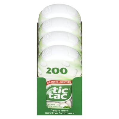 Tic Tac Menthes, Menthe fraîche,  200 pilule par paquet, lot de 4 pacquets 4x98.0 g, 4,33 $/100g