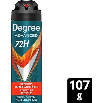 Degree Advanced Dry Spray Antiperspirant, 72H Protection, Adventure 107 g, $5.61/100g