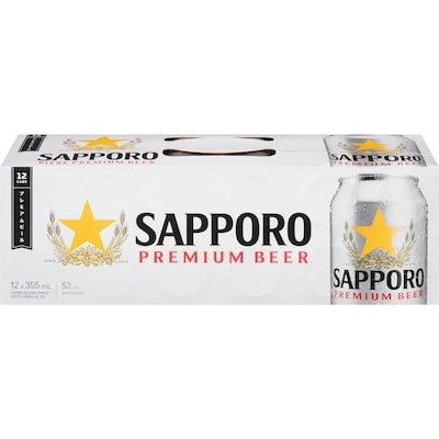 Sapporo Beer (ID required at pick-up) 12x355.0 ml, $0.60/100ml