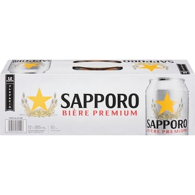 Sapporo Bière (Pièce d’identité requise au moment du ramassage) 12x355.0 ml, 0,60 $/100ml